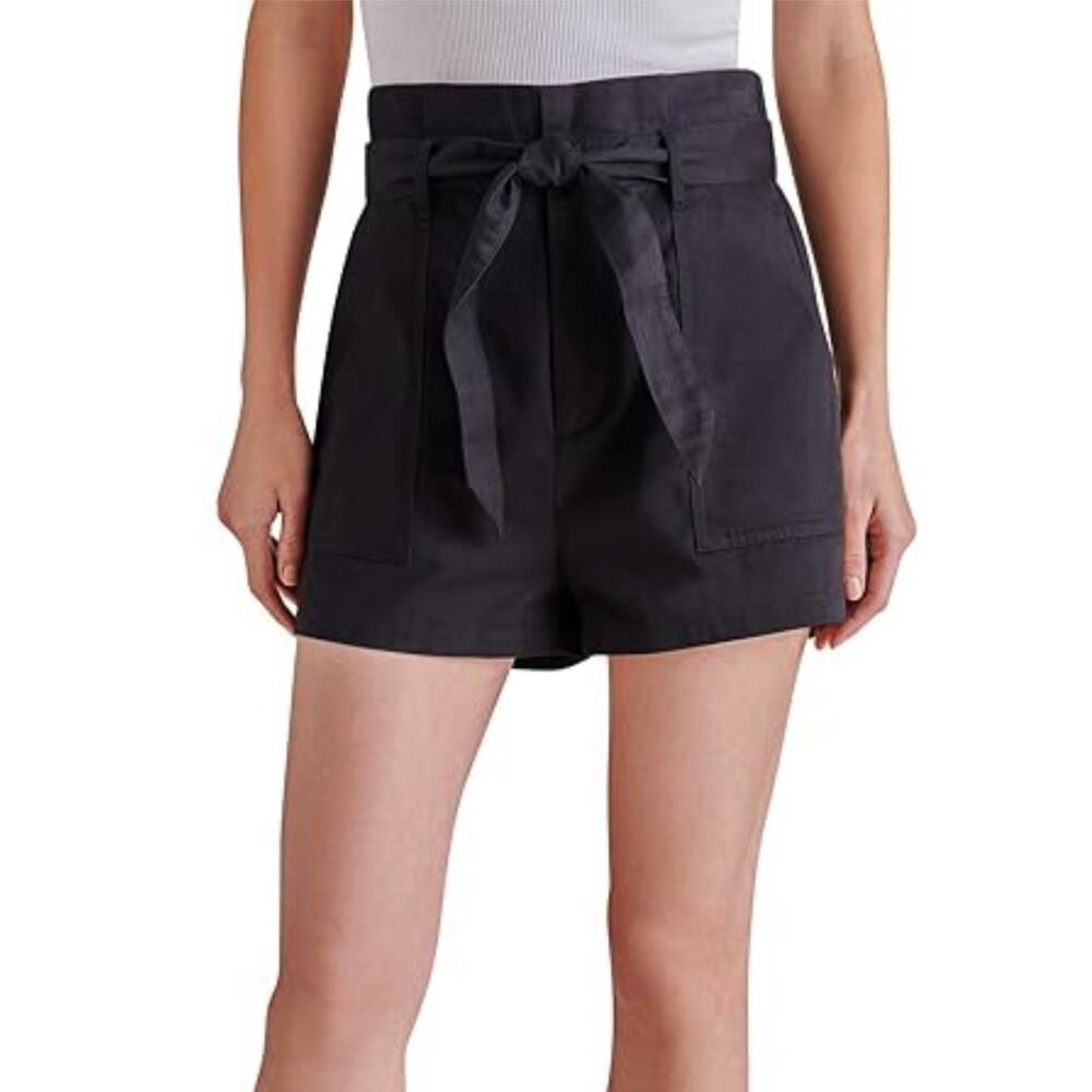 NWT Steve Madden Women's High Rise Paper Bag Brushed Twill Cinch Shorts